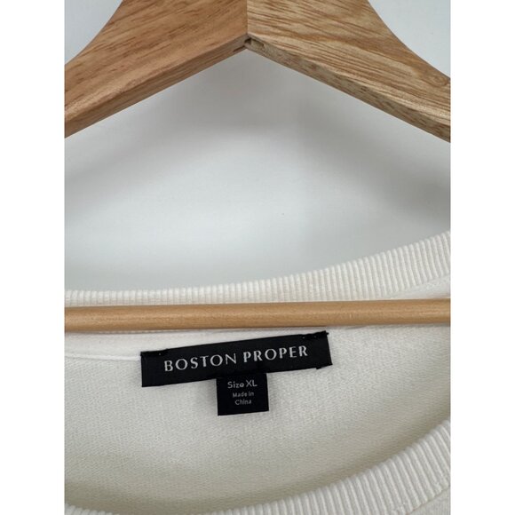 Boston Proper womens size XL top Beaded gemma Sweatshirt Embellished Sleeves - Picture 3 of 6